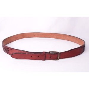 Mens Leather Belt Tan With Braided Inlay Design Size 38